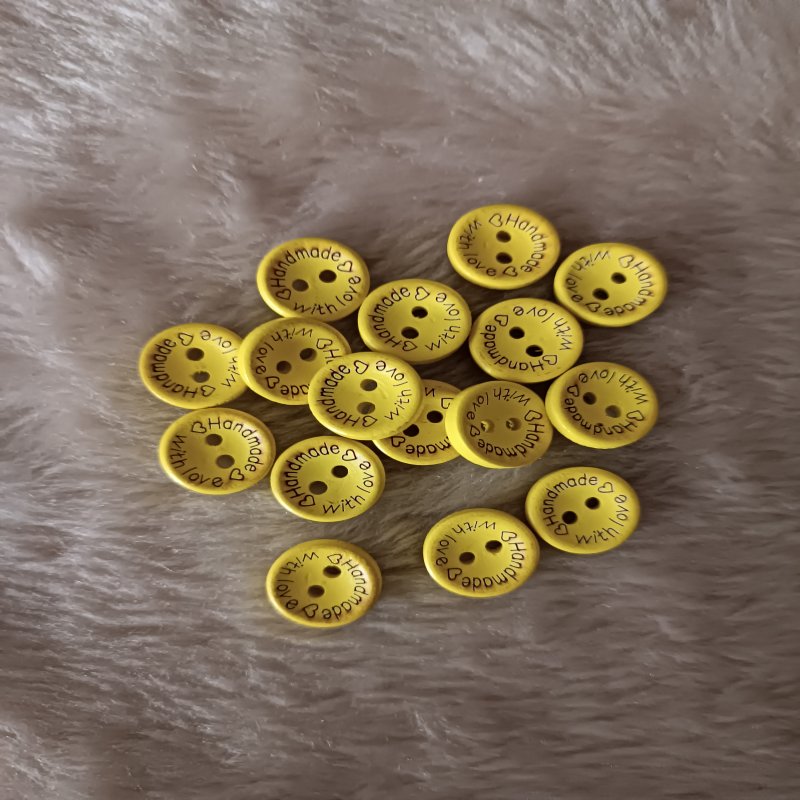 15 mm Hand Made Düğme Sarı 