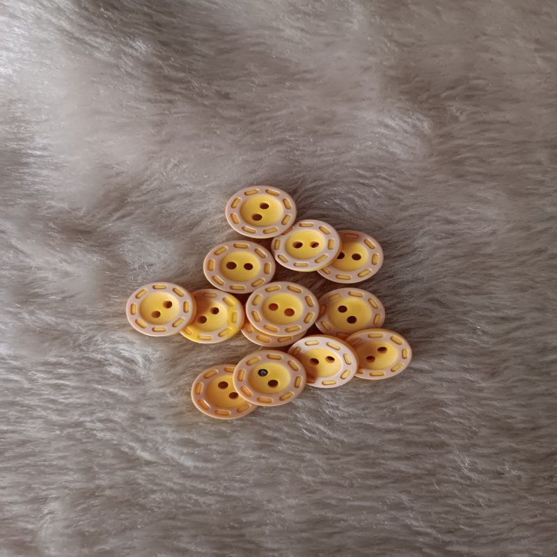 14 mm Plastik Yuvarlak Düğme Sarı 